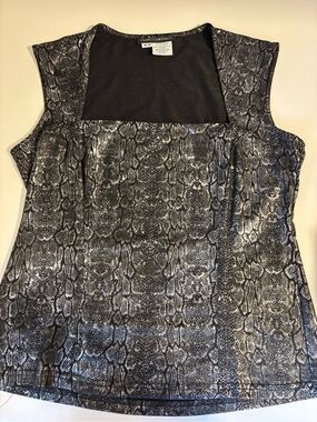 Franco Mirabelli Black & Silver Snake-Print Sleeveless Top